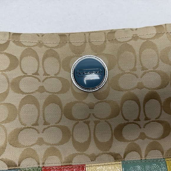 Coach Y2K Khaki Logo Color Block Stripe Crossbody Bag F17441 Adjustable Strap - Picture 3 of 12